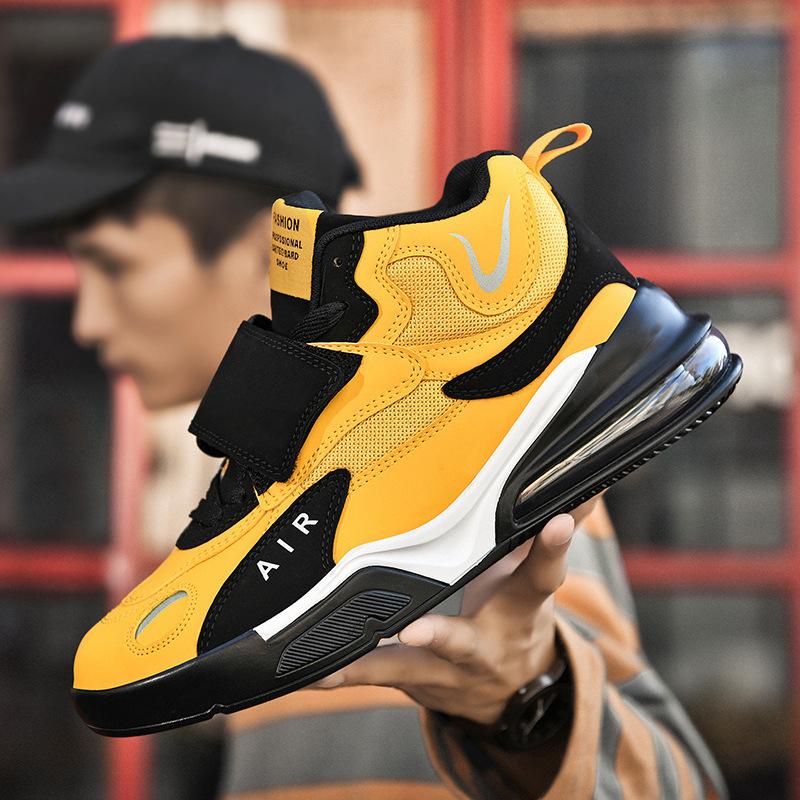 Basketball Shoes Men's Autumn and Winter High-top Large-size Air Cushion Sports Men's Shoes Thick-soled Middle School Students Running Couple Shoes Wo