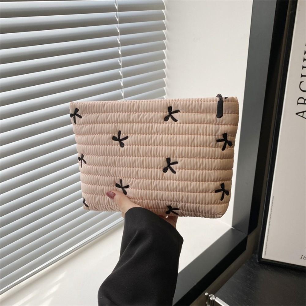 Multi-functional Bow Cosmetic Bag Embroidery Sanitary Napkin Storage Bag Sweet Toiletry Bag  Women