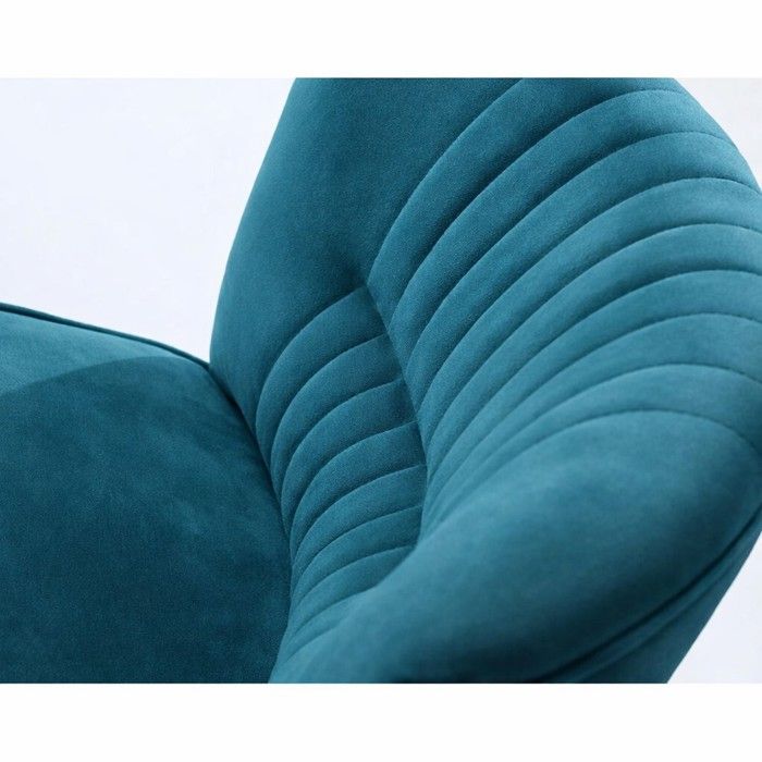 Poltrona - Parigi - Velluto blu turchese - Gambe in legno - Design mid-century