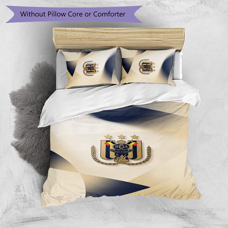 Set Lenzuola 3 Pezzi Stampato FC Anderlecht Traspirante Copripiumino con Federe Biancheria da Letto Decorativa per Camera da Letto Casa