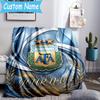 Custom Name Argentina Football Team Flannel Blanket, Use for Birthday/Holiday Gift, Soft Blanket for Sofa/Bed/Camping/Office, Home Decor