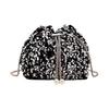 [Harujio] Sequin Bag, Party Bag, Women's, Shoulder Bag, Black, Silver, Pochette, Drawstring Bag, Small, Stylish, Cute, Wedding, Dress, Glitter Bag,