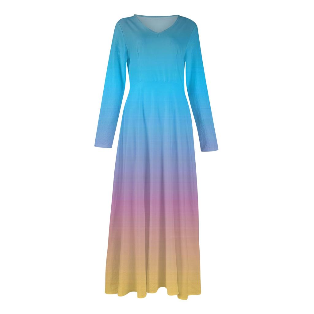 Women's Casual And Fashionable Round-neck Long Sleeve Mid Length Dress