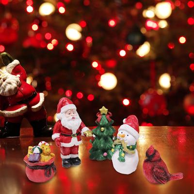 5 Stück Weihnachtsdekorationen Harzfiguren Handwerk Weihnachtsmann Schneemann Weihnachtsbaum Schreibtischdekorationen Heimparty-Dekor Weihnachtsgeschenke