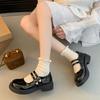 Fashion Versatile Black Thick Heel Platform Small Leather Women's Shoes New Spring and Autumn Mary Jane Single Shoes