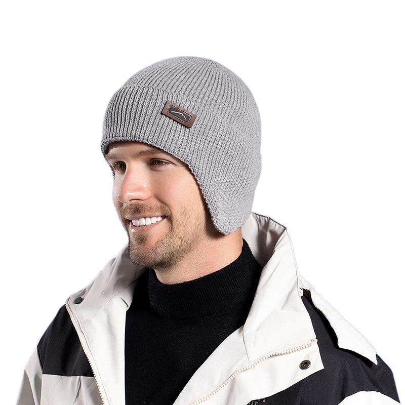Zimowa ciepła dziana wełniana czapka polarowa czapka na zimno męska outdoorowa rowerowa ochrona uszu nakrycie głowy