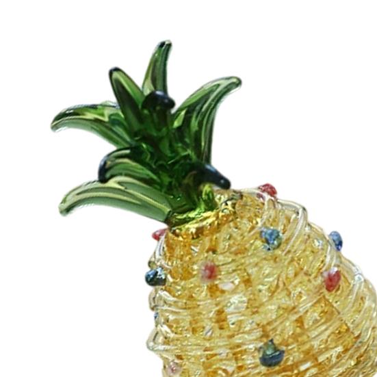Figura de Piña de Vidrio Soplado a Mano Coleccionable Mini Adornos de Fruta Escultura de Piña de Cristal Artificial para Manualidades Decoración del Hogar Cocina