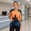 Women's Halloween Costume Top V-Neck Pockets Side Slit Three-Quarter Sleeves