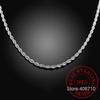 4mm Twisted Chain 925 Sterling Silver Necklace Pendant for Women Men Vintage Jewelry Hot Sale