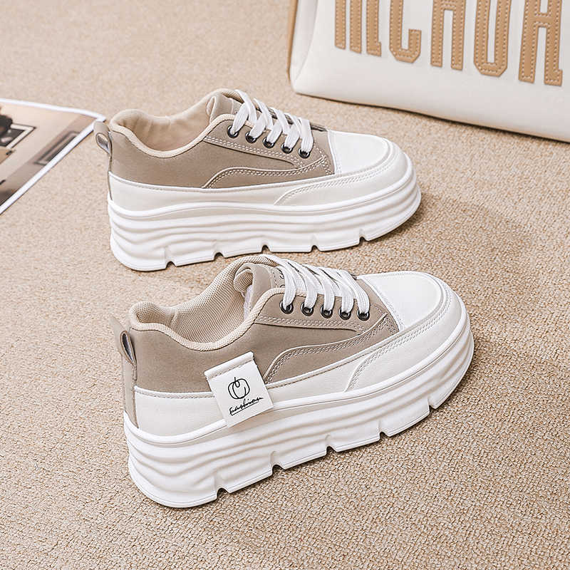 Fashion Key Height Perforated Runners Women Vulcanize Gray Sneakers Red White Shoes Sports Footwears Traning Brand Name