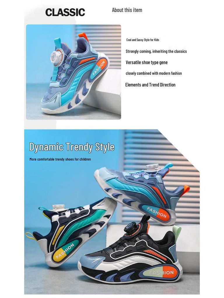 Barns Höst 2025 Vattentäta Löparskor med Halkskydd - Pojkars Lättviktiga med Knappförslutning och Mjuka, Tjocka Sulan