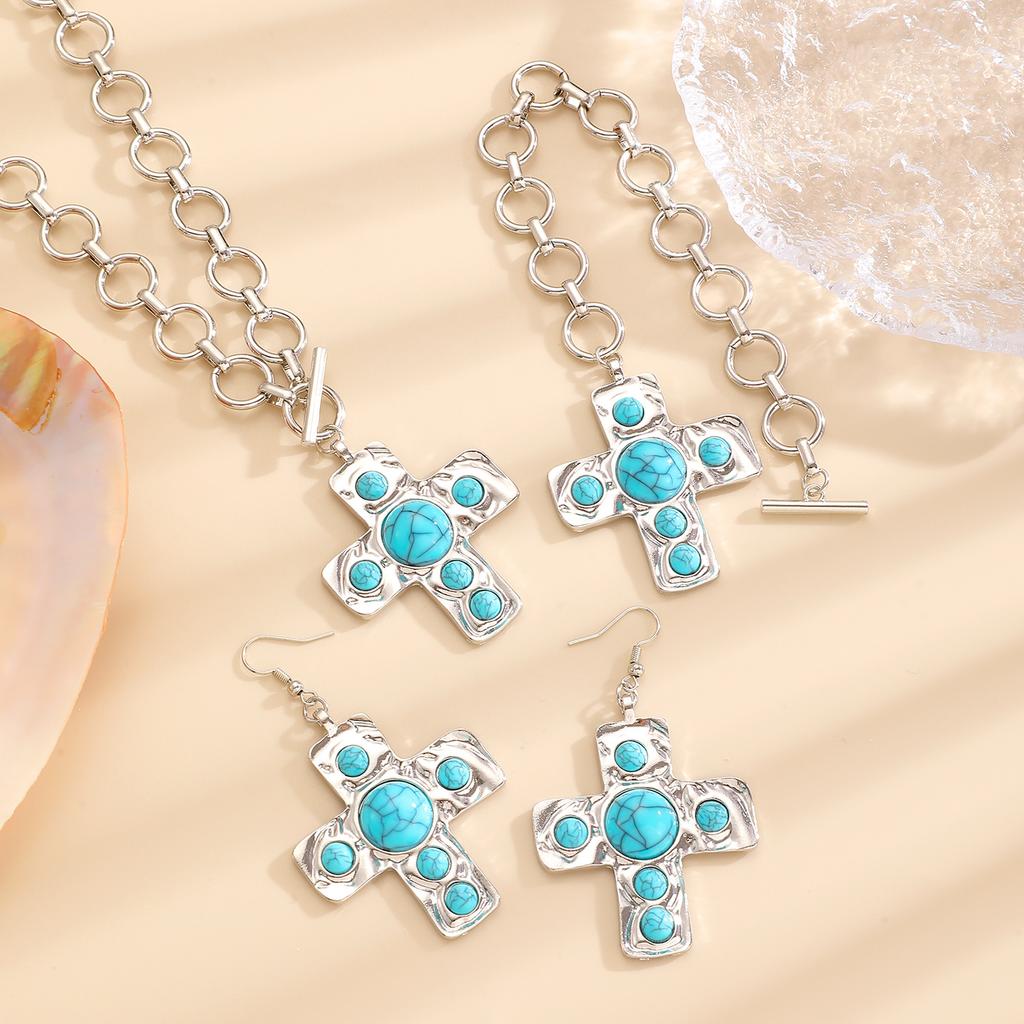 Cross Pendant Punk Jewelry Set Exaggerated Big Y2K for Women Party Jewelry Accessories 1 Set Geometric Circular Chain Jewelry Gifts Handmade