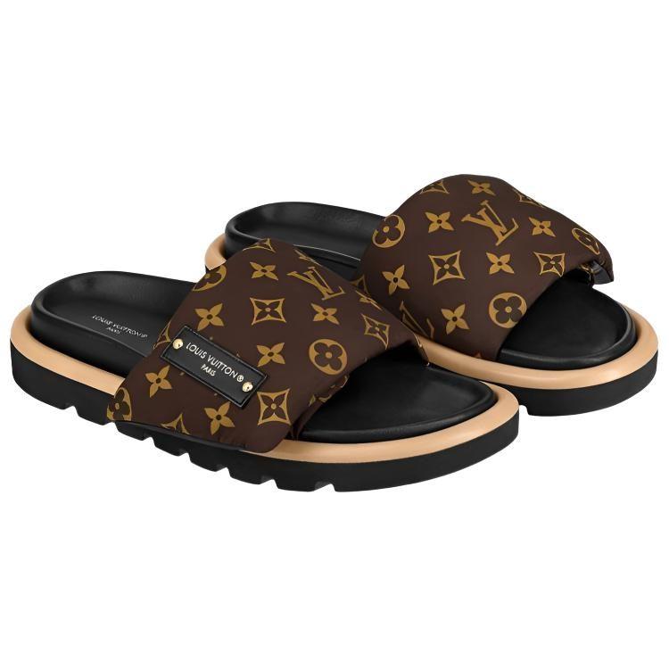 Louis Vuitton Pool Pillow Comfort Slide Slippers Women's Brown 1AAEBT