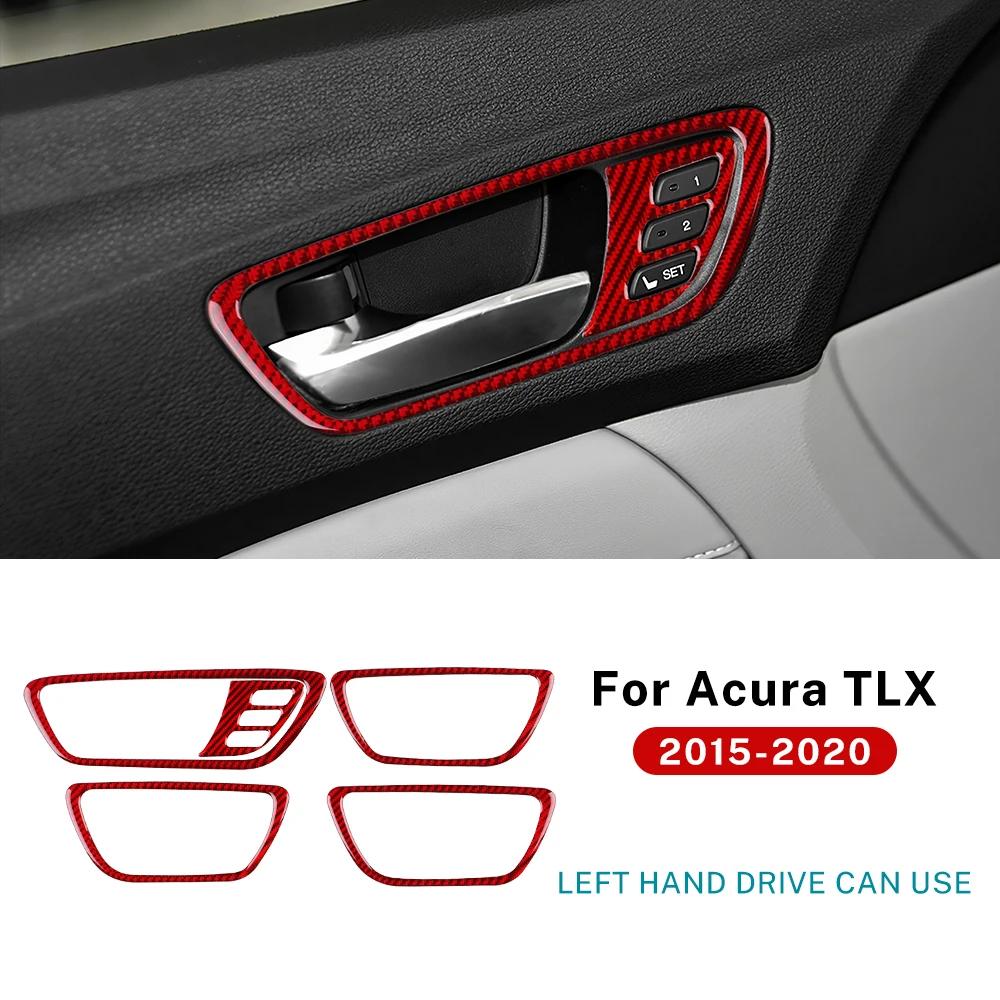 

For Acura TLX 2015 2016 2017 2018 2019 2020 Real Soft Carbon Fiber Sticker LHD Car Inner Door Handle Frame Trim Accessories