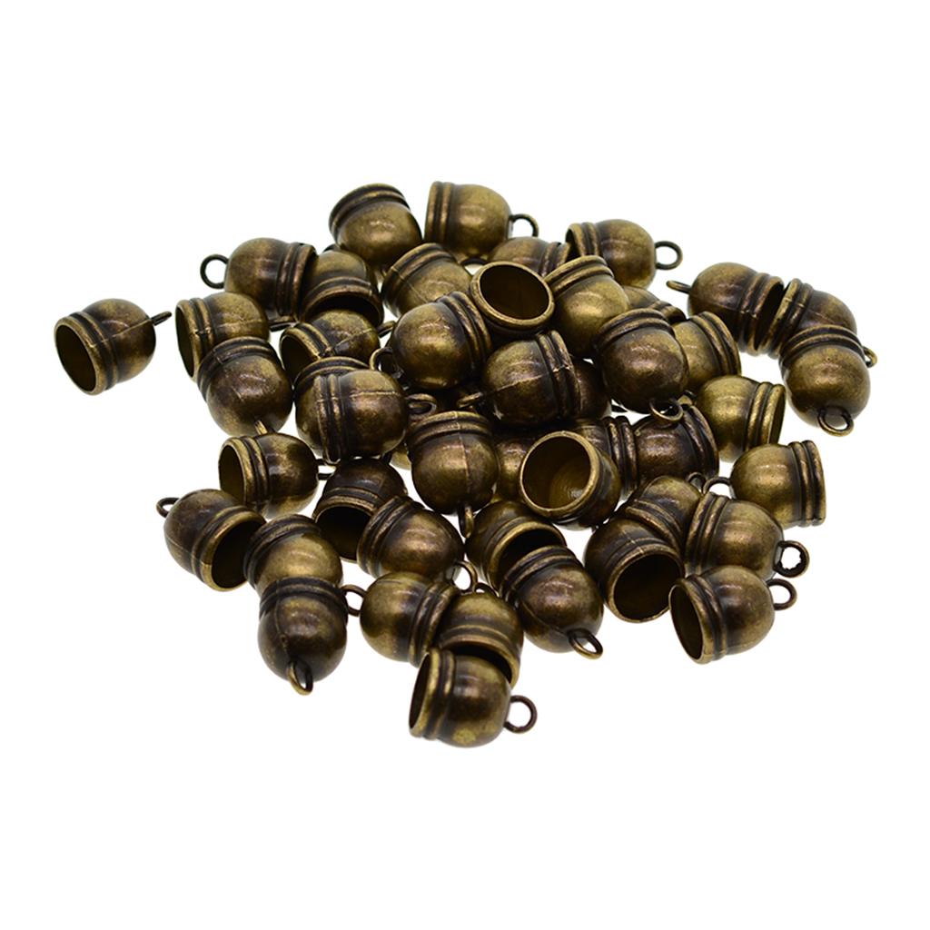 50pcs 10mm Bell End Cap Mesh Kumihimo Cord Tassel DIY Making Black