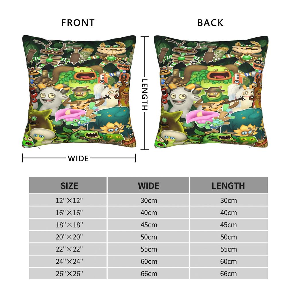 My S-Singings M-Monsters Pillow Case  Kawaii Pillow Cover Graphic Pillowcases For Living Room Sofa