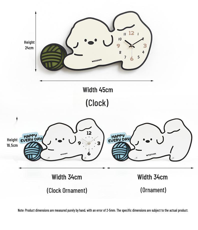 Wozoom Cute Dog Creative Wall Clock for Living Room or Dining Room