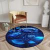 Luxuriöses Blaue-Rosen-Muster Runde Form Fußmatten Küche Flur Läufer Teppich Schlafzimmer Wohnzimmer Weicher Teppich Rutschfester Bereichsteppich