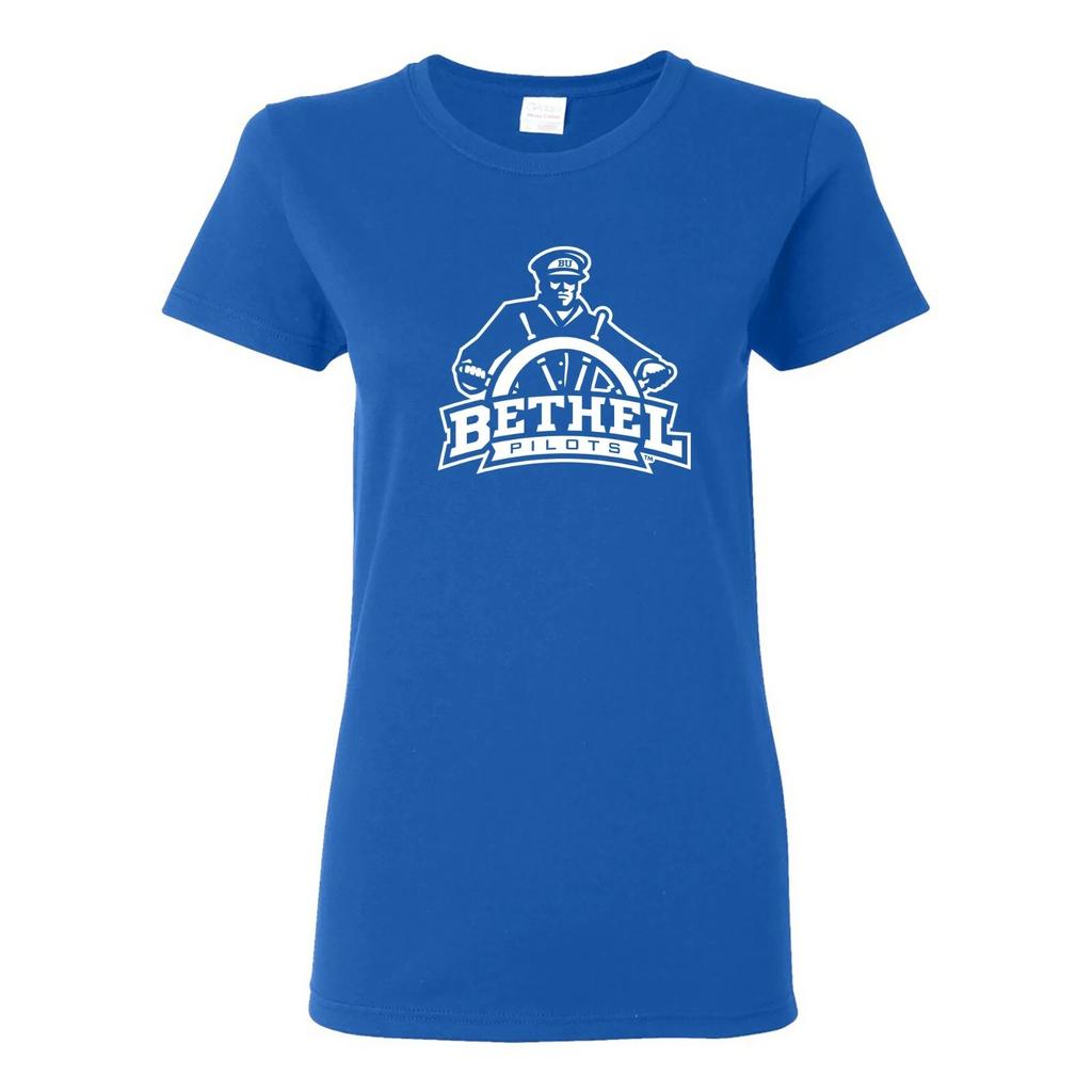 Bethel University Pilots Primary Logo Women's T Shirt - Royal