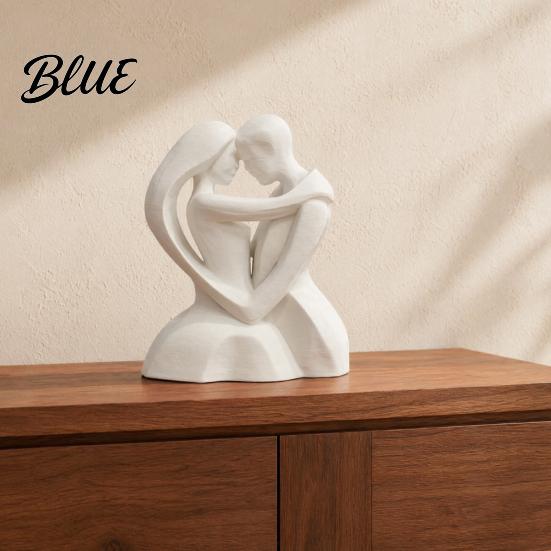 Embracing Couple Figurine 3D Printed Hugging Heart-Shaped Sculpture, Romantic Embrace with Matte White Finish, Modern Minimalist Decor Tabletop