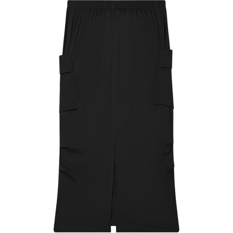Fila Original Solid Color Comfortable Fashion Woven Mid-Waist Casual Long Skirt Women Skirts Black F71W429302F-BK