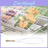 Premium Bbq Fish Grilling Rack With Wooden Handle Small Single Fish Mesh