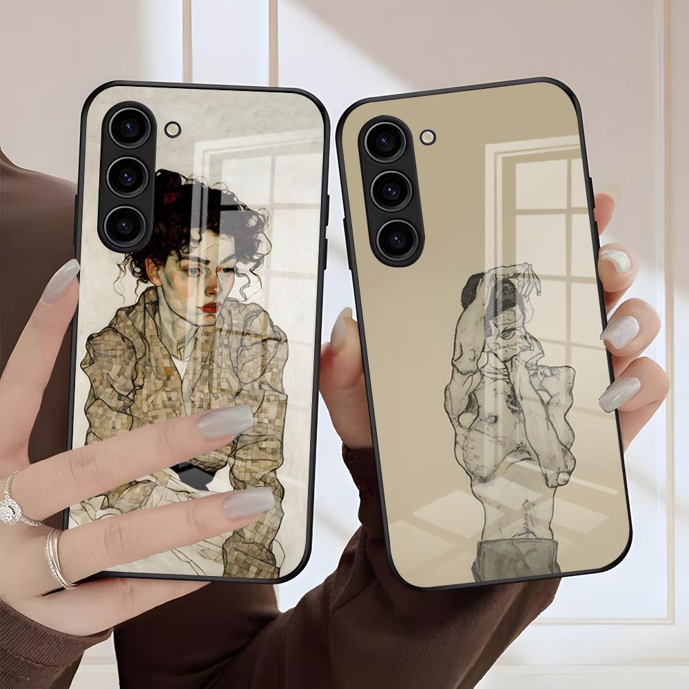 E-Egon Schiele Art Phone Case For Samsung S26 S25 Edge S24 S23 S22 S21 S20 Ultra Plus FE Glass Cover