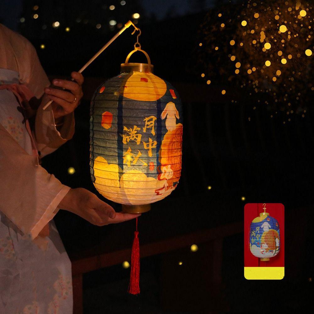 Luminous Chinese Handheld Lantern Traditional Festival Portable Mid Autumn Lantern Red Lucky Antique Paper Lantern