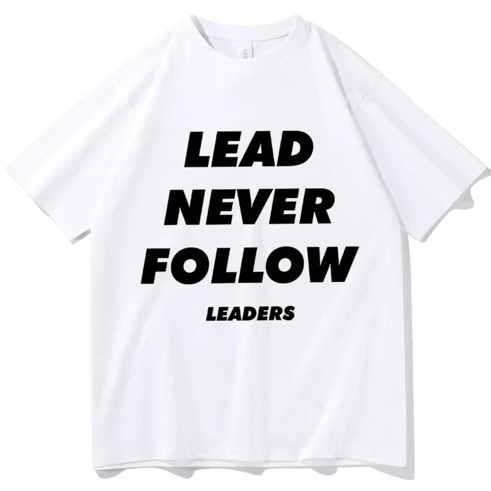Chief Keef Lead Never Follow Leaders Unisex Tops Graphic Fashionable Vintage O-Neck Harajuku Streetwear Versatile Short Sleeve