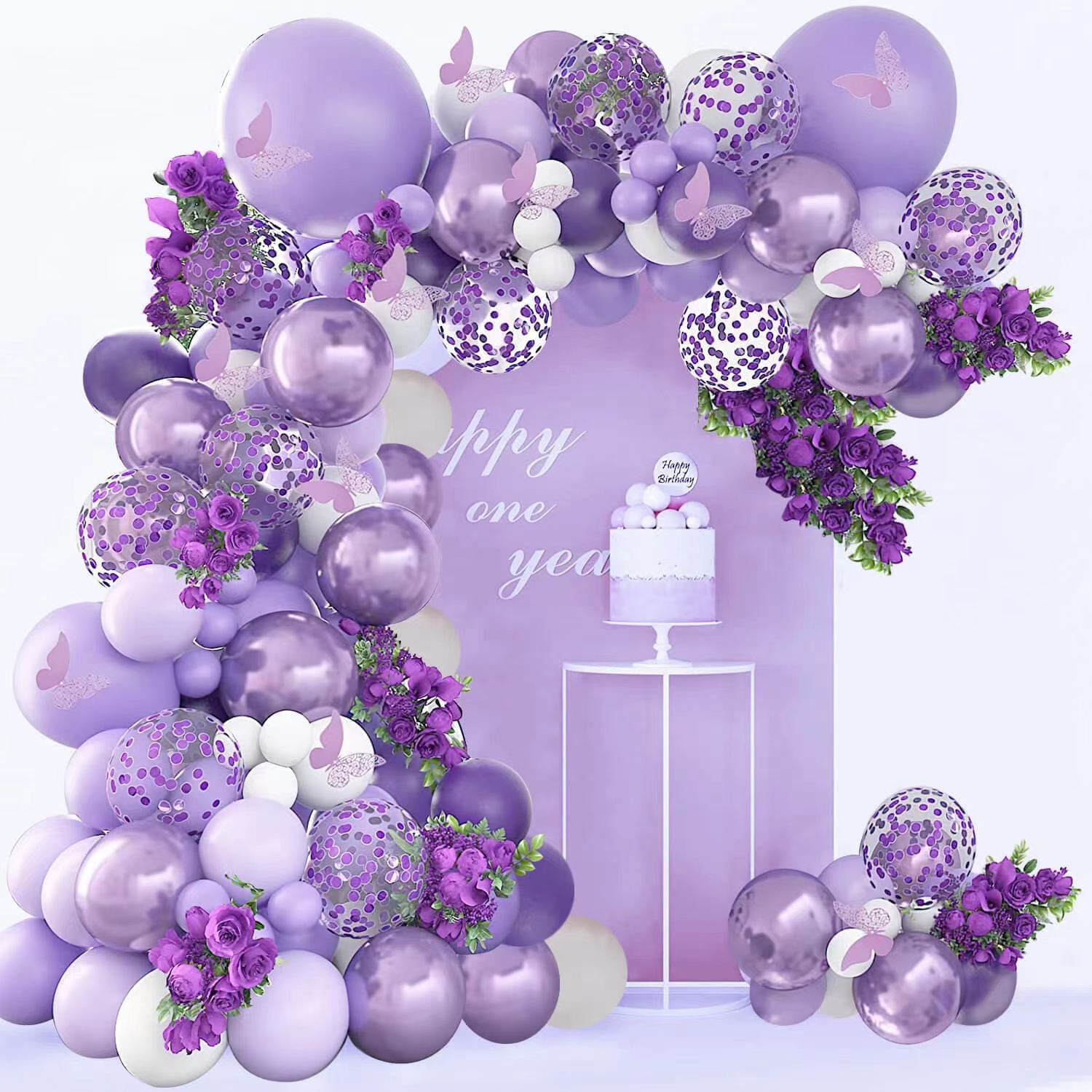 

Электронная коммерция Фиолетовая латексная гирлянда из воздушных шаров День рождения Вечеринка Оформление сцены Композиция из воздушных шаров Set as shown