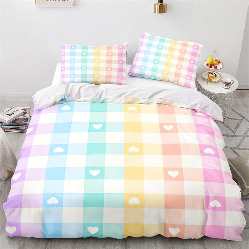Love Heart Duvet Cover Romantic Theme Bedding Set Microfiber Cartoon Comforter Cover Full King Queen For Girls Teen Adult Gifts