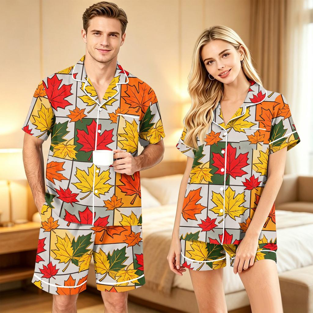Couples Halloween Print Comfortable Pajama Set for Loungewear