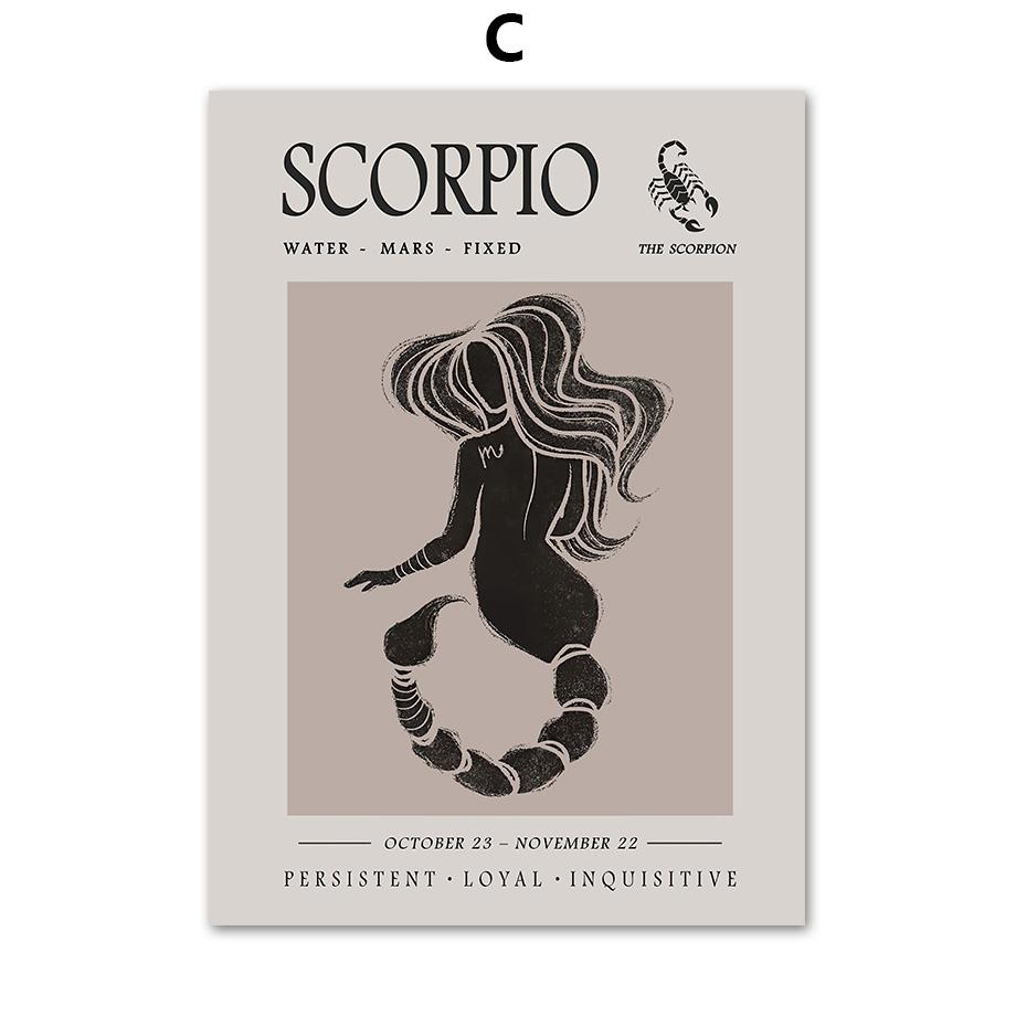 Severské znamení zvěrokruhu Astrologie Štír Lev Býk Nástěnné umění Plátno Malba Plakáty a tisky Nástěnné obrázky pro výzdobu obývacího pokoje