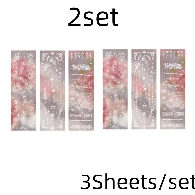 3 Sheets Butterfly Moon Star Stickers PET Transparent Decorative Stickers For Craft Album Journal Scrapbooking