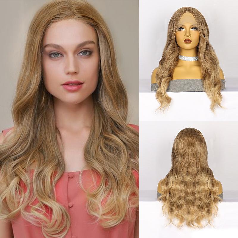 

Длинные вьющиеся волосы для женщин с кружевной синтетической повязкой на голове и париком из термостойкого шелка