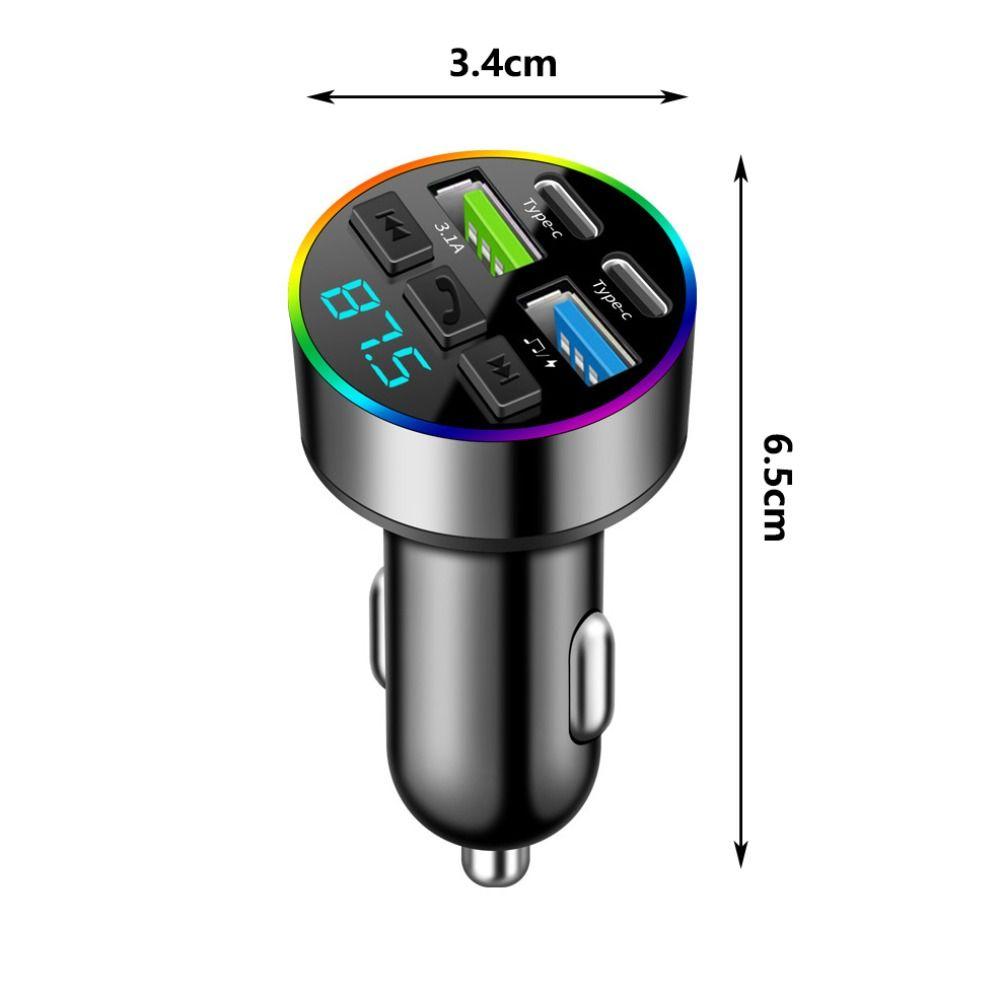 Bluetooth 5.0 Bluetooth FM Transmitter USB 3.1A LCD Digital Display Car Bluetooth Player Multifunctional 2 Type-C Ports