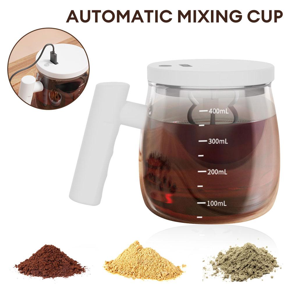 400ML Self Stirring Coffee Cup Waterproof Glass Electric Mixing Cup High Speed Stirring with Detacha Stirrin Travel Coffee Cup