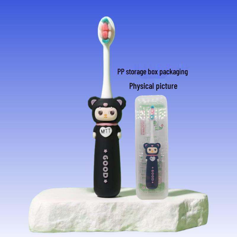 Children's Cartoon Dinosaur Toothbrush, Ages 3-12, with Cute Non-slip Handle & Soft Bristles for Gentle Oral Care
