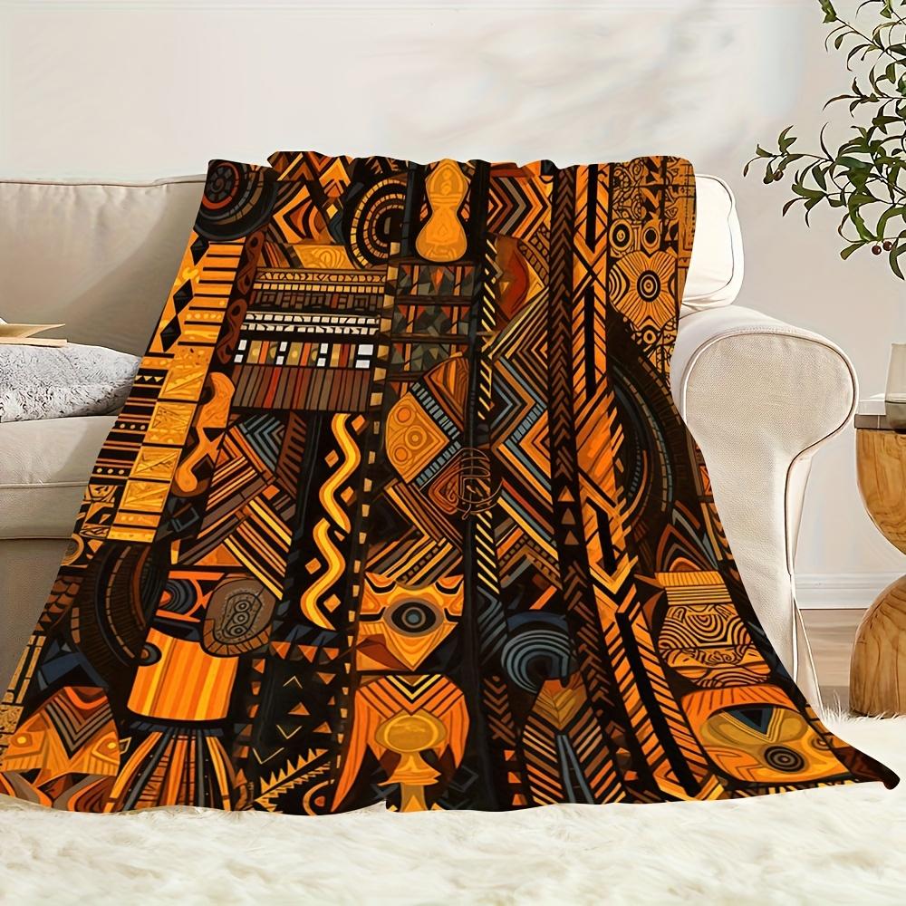 Abstract Geometric Fleece Blanket Tribal Pattern Print Throw Soft Warm All Season Bedding Home Decor Gift