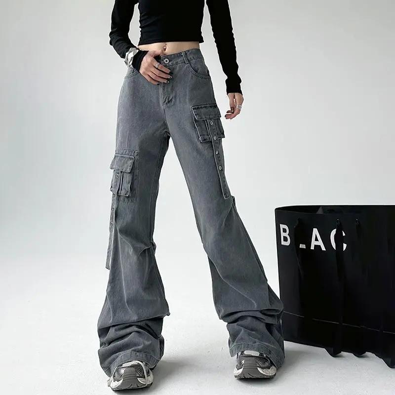 

Джинсы рабочие брюки женские весенние и осенние повседневные микробрюки с высокой талией 2XL синий