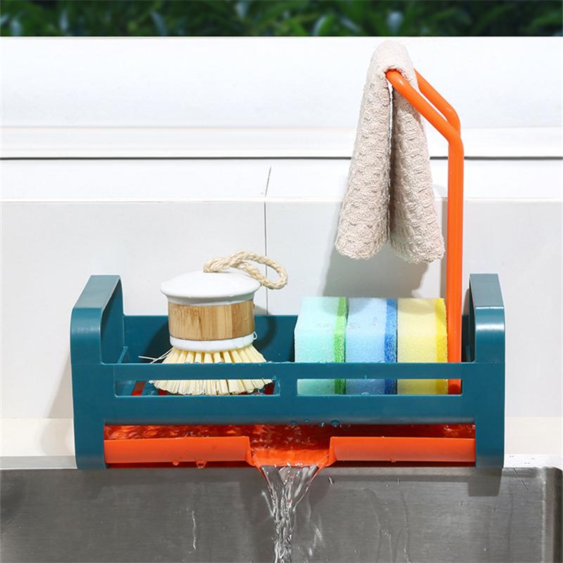 Kitchen Sink Drain Shelf Organizer for Sponge Soap Rag Towel Holder Storage Basket Dish Drying Spice Rack Bathroom Accessories