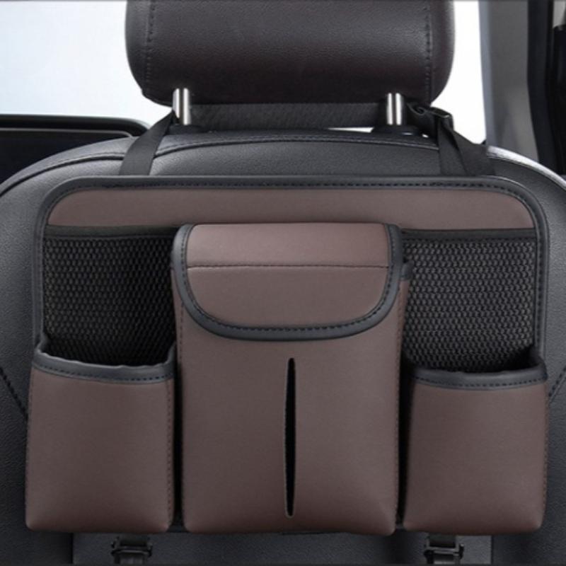

Car Back Seat Organizer Automotive Rear Storage Pocket Truck Storage Pocket With Two Cup Holders Large Capacity Car Seat Back коричневий