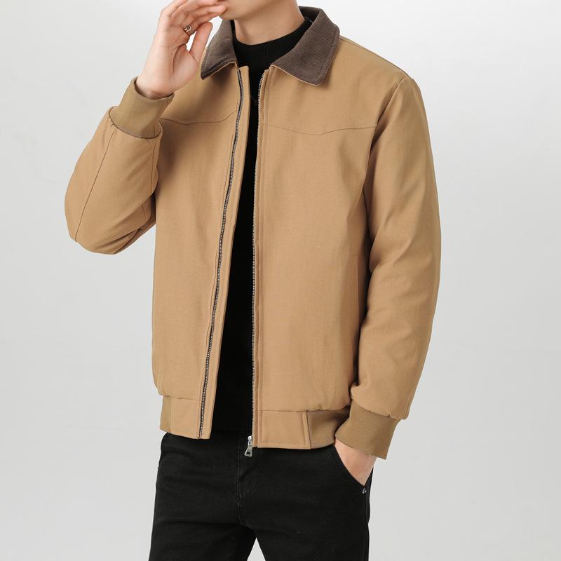 

Men s Winter Lapel Anti-Wrinkle Down Jacket - White Duck Down, Cold-Resistant, Solid Color Outerwear 4XL