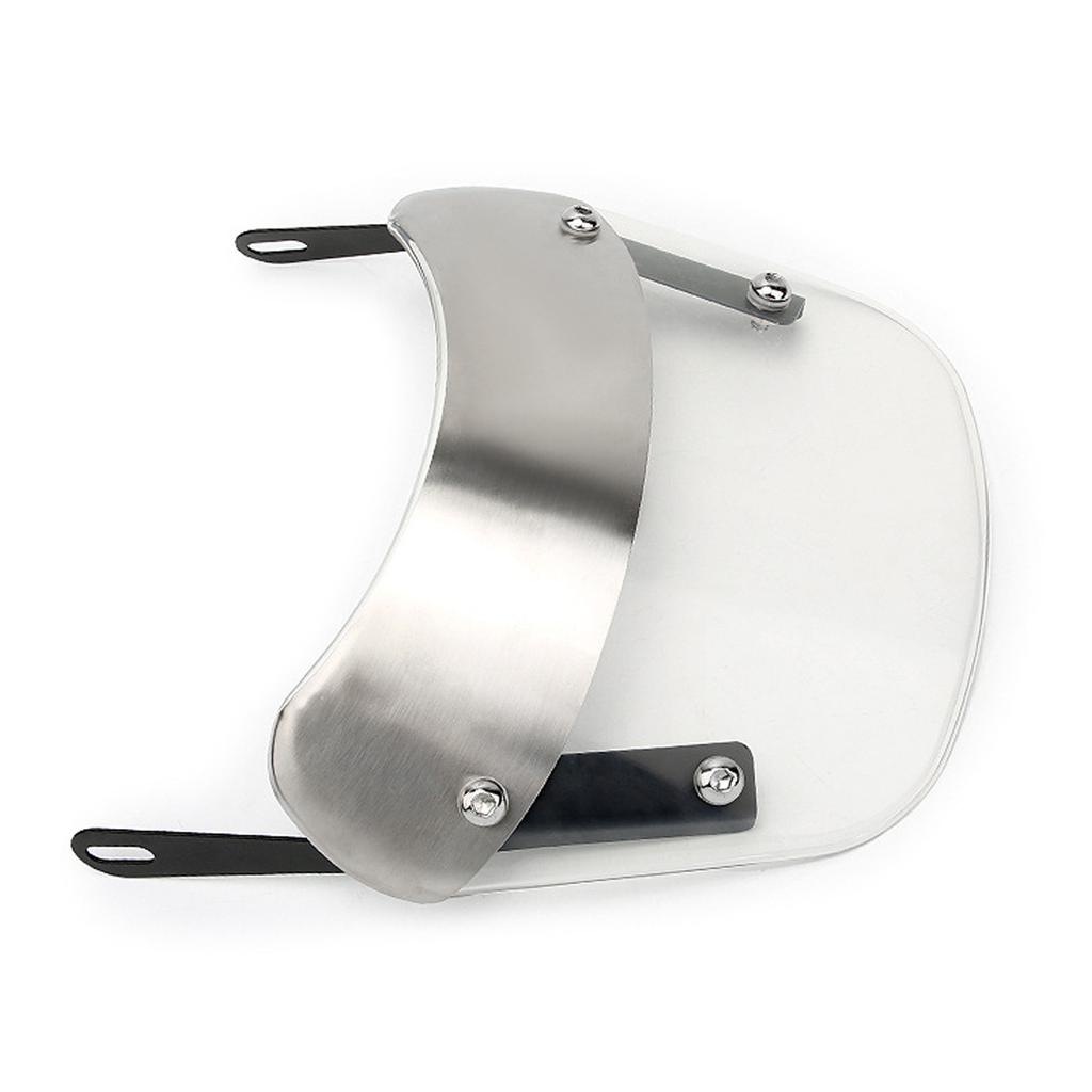Motorcycle Windshield Wind Deflector Windscreen Replace Front Flyscreen for 5"-9.45" Round Headlight Motorbike Accessory