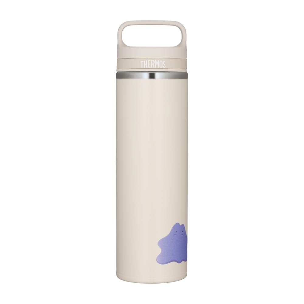 Thermos Water Bottle Vacuum Insulated Travel Mug Carry Handle 600ml Metamon Gray Beige JOW-600PK (Pokemon Series) GYBE