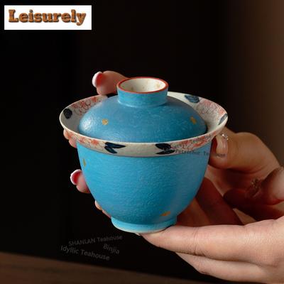 120ml Streugold Handbemalte Blume Gaiwan Japanische Teekanne Teeschale Mit Deckel Set Teekocher Abdeckung Schale Teegeschirr Geschenk