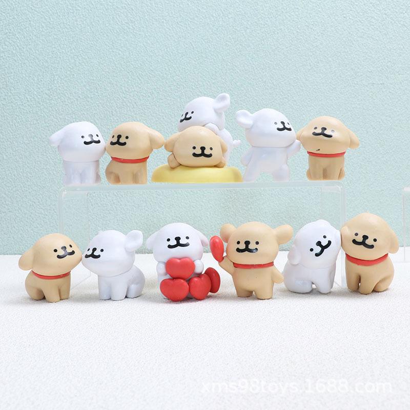 6 Style Dog Chain Reaction Figures: Cute Dog Figurines for Desktop Ornaments