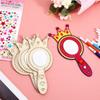 8Pcs Wooden Mirror Craft Kids Decorate Mirrors Unfinished Wooden Princess Mirror Crafts With Paintbrushes Birthday Party Gift