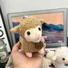 Cute Soft Plush Sheep Keychain Fluffy Straw Hat Plaid Bow 1Pcs Portable Key Ornament for Travel Backpack Decor