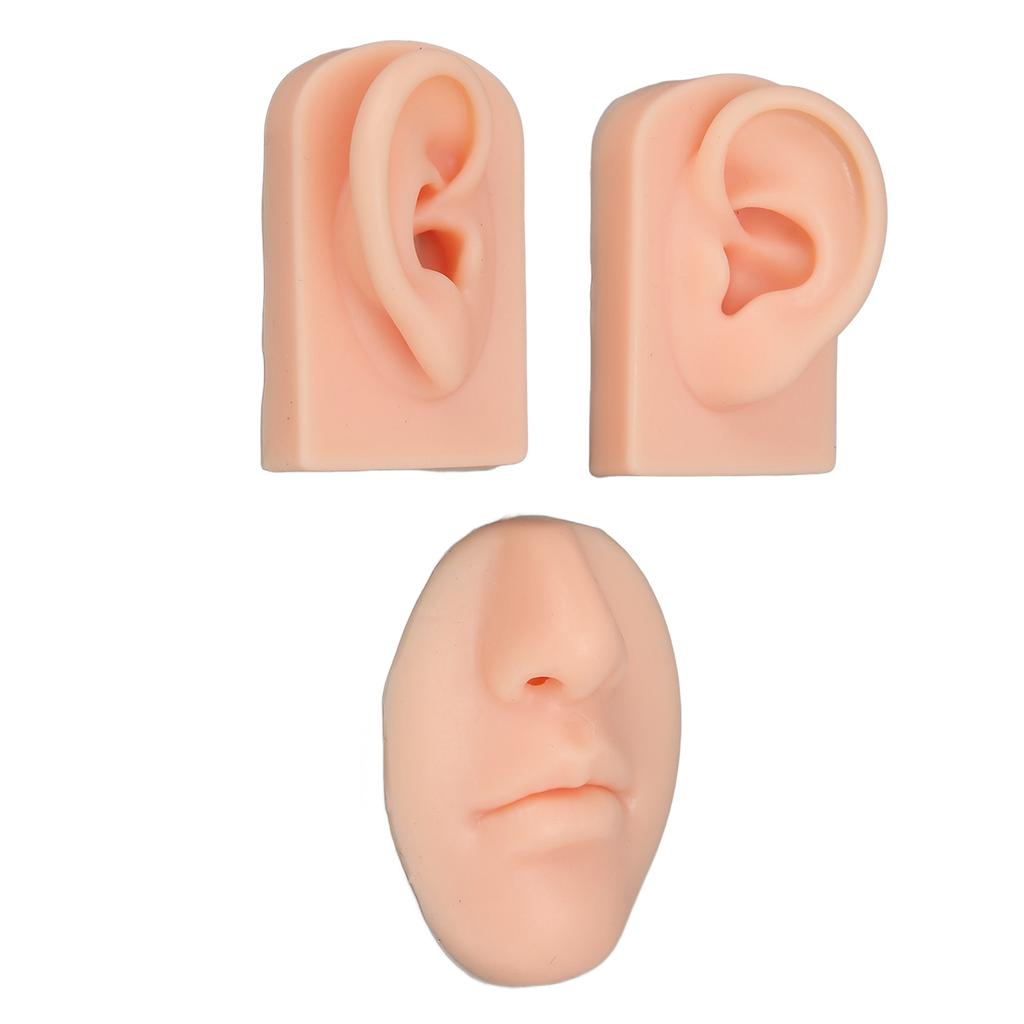 3D Nose and Mouth Model Silicone Ear Model Simulation Display Props for Piercing Suture Practice